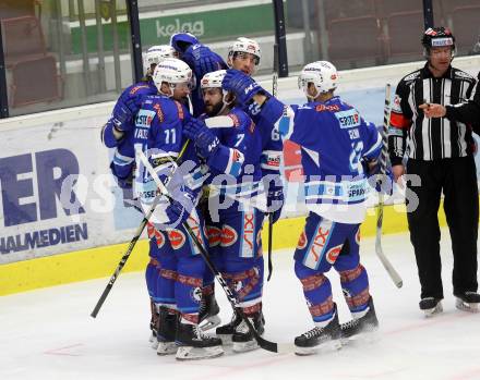 EBEL. Eishockey Bundesliga. EC VSV gegen Moser Medical Graz99ers. Torjubel (VSV). Villach, am 1.1.2018.
Foto: Kuess 


---
pressefotos, pressefotografie, kuess, qs, qspictures, sport, bild, bilder, bilddatenbank