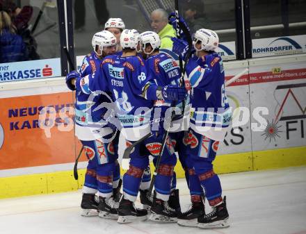 EBEL. Eishockey Bundesliga. EC VSV gegen Moser Medical Graz99ers. Torjubel (VSV). Villach, am 1.1.2018.
Foto: Kuess 


---
pressefotos, pressefotografie, kuess, qs, qspictures, sport, bild, bilder, bilddatenbank