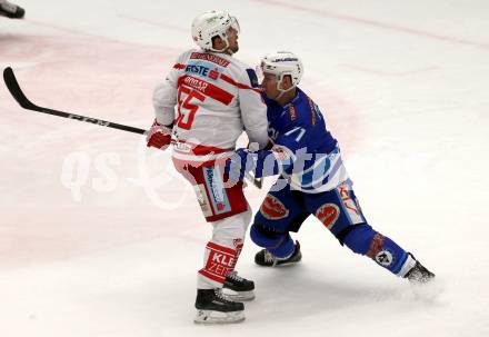 EBEL. Eishockey Bundesliga. EC VSV gegen KAC. Gerd Kragl, (VSV), Mitja Robar (KAC). Villach, am 3.1.2018.
Foto: Kuess 


---
pressefotos, pressefotografie, kuess, qs, qspictures, sport, bild, bilder, bilddatenbank