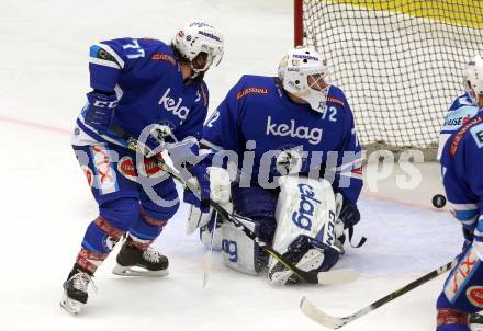 EBEL. Eishockey Bundesliga. EC VSV gegen KAC. Lukas Herzog, Samuel Labrecque (VSV). Villach, am 3.1.2018.
Foto: Kuess 


---
pressefotos, pressefotografie, kuess, qs, qspictures, sport, bild, bilder, bilddatenbank