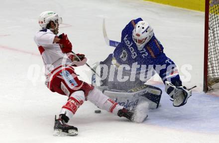 EBEL. Eishockey Bundesliga. EC VSV gegen KAC. Lukas Herzog, (VSV), Manuel Ganahl  (KAC). Villach, am 3.1.2018.
Foto: Kuess 


---
pressefotos, pressefotografie, kuess, qs, qspictures, sport, bild, bilder, bilddatenbank