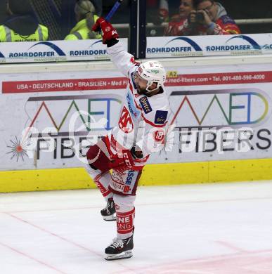 EBEL. Eishockey Bundesliga. EC VSV gegen KAC. Torjubel Thomas Koch (KAC). Villach, am 3.1.2018.
Foto: Kuess 


---
pressefotos, pressefotografie, kuess, qs, qspictures, sport, bild, bilder, bilddatenbank