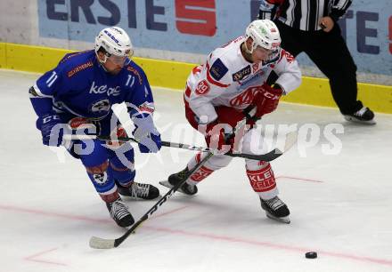 EBEL. Eishockey Bundesliga. EC VSV gegen KAC. Ben Walter, (VSV), Marco Brucker  (KAC). Villach, am 3.1.2018.
Foto: Kuess 


---
pressefotos, pressefotografie, kuess, qs, qspictures, sport, bild, bilder, bilddatenbank