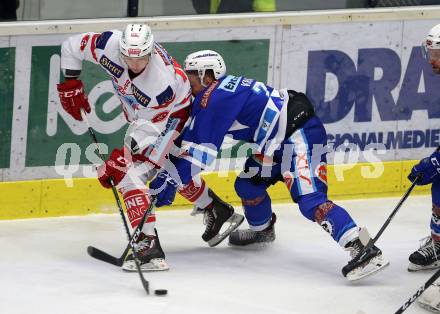 EBEL. Eishockey Bundesliga. EC VSV gegen KAC. Gerd Kragl, (VSV), Patrick Harand (KAC). Villach, am 3.1.2018.
Foto: Kuess 


---
pressefotos, pressefotografie, kuess, qs, qspictures, sport, bild, bilder, bilddatenbank