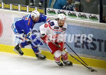 EBEL. Eishockey Bundesliga. EC VSV gegen KAC. Dave Shields(VSV), Manuel Geier (KAC). Villach, am 3.1.2018.
Foto: Kuess 


---
pressefotos, pressefotografie, kuess, qs, qspictures, sport, bild, bilder, bilddatenbank