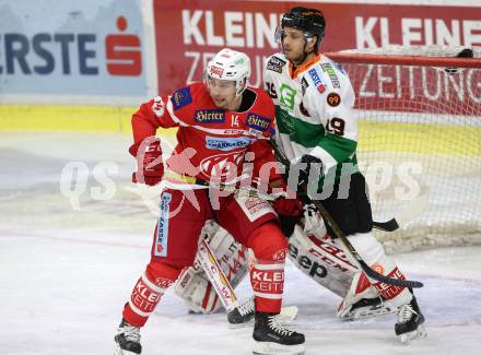 EBEL. Eishockey Bundesliga. KAC gegen 	Moser Medical Graz99ers. Stefan Espeland,  (KAC), Brock Nixon (Graz). Klagenfurt, am 5.1.2018.
Foto: Kuess

---
pressefotos, pressefotografie, kuess, qs, qspictures, sport, bild, bilder, bilddatenbank