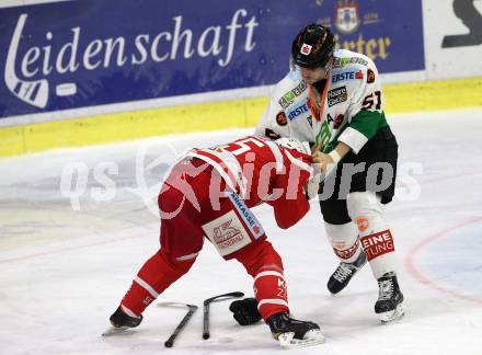 EBEL. Eishockey Bundesliga. KAC gegen 	Moser Medical Graz99ers. Mitja Robar, (KAC), Daniel Woger (Graz). Klagenfurt, am 5.1.2018.
Foto: Kuess

---
pressefotos, pressefotografie, kuess, qs, qspictures, sport, bild, bilder, bilddatenbank