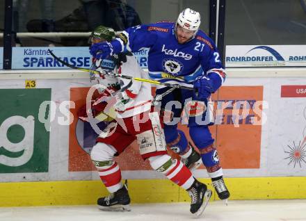 EBEL. Eishockey Bundesliga. EC VSV gegen HCB Suedtirol Alperia. Benjamin Petrik, (VSV), Charles Robin Gartner  (Bozen). Villach, am 7.1.2018.
Foto: Kuess 


---
pressefotos, pressefotografie, kuess, qs, qspictures, sport, bild, bilder, bilddatenbank