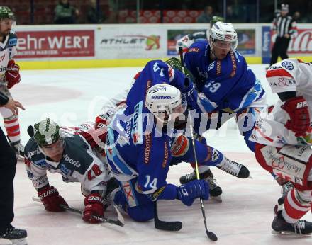 EBEL. Eishockey Bundesliga. EC VSV gegen HCB Suedtirol Alperia. Kyle Beach, Istvan Sofron (VSV), Christopher Desousa (Bozen). Villach, am 7.1.2018.
Foto: Kuess 


---
pressefotos, pressefotografie, kuess, qs, qspictures, sport, bild, bilder, bilddatenbank