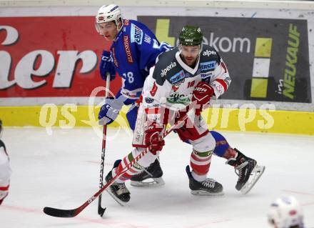 EBEL. Eishockey Bundesliga. EC VSV gegen HCB Suedtirol Alperia. Felix Maxa, (VSV), Anton Bernard (Bozen). Villach, am 7.1.2018.
Foto: Kuess 


---
pressefotos, pressefotografie, kuess, qs, qspictures, sport, bild, bilder, bilddatenbank