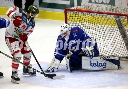 EBEL. Eishockey Bundesliga. EC VSV gegen HCB Suedtirol Alperia. Lukas Herzog, (VSV), Angelo Micelli  (Bozen). Villach, am 7.1.2018.
Foto: Kuess 


---
pressefotos, pressefotografie, kuess, qs, qspictures, sport, bild, bilder, bilddatenbank