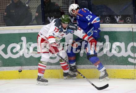 EBEL. Eishockey Bundesliga. EC VSV gegen HCB Suedtirol Alperia. Markus Schlacher,  (VSV), Alexander Egger (Bozen). Villach, am 7.1.2018.
Foto: Kuess 


---
pressefotos, pressefotografie, kuess, qs, qspictures, sport, bild, bilder, bilddatenbank