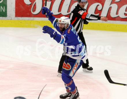 EBEL. Eishockey Bundesliga. EC VSV gegen EHC Liwest Black Wings Linz. Torjubel Andrew Sarauer (VSV). Villach, am 19.1.2018.
Foto: Kuess 


---
pressefotos, pressefotografie, kuess, qs, qspictures, sport, bild, bilder, bilddatenbank