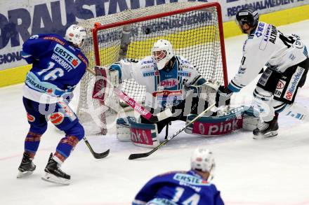 EBEL. Eishockey Bundesliga. EC VSV gegen EHC Liwest Black Wings Linz. Jordan Hickmott, (VSV), Paul Mocher, Mario Altmann  (Linz). Villach, am 19.1.2018.
Foto: Kuess 


---
pressefotos, pressefotografie, kuess, qs, qspictures, sport, bild, bilder, bilddatenbank