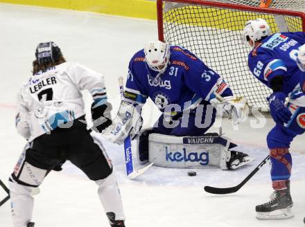 EBEL. Eishockey Bundesliga. EC VSV gegen EHC Liwest Black Wings Linz. David Kickert, (VSV), Brian Lebler  (Linz). Villach, am 19.1.2018.
Foto: Kuess 


---
pressefotos, pressefotografie, kuess, qs, qspictures, sport, bild, bilder, bilddatenbank