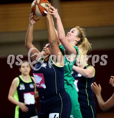 Basketball 2. Bundesliga Frauen. KOS Flames Celovec gegen BK Mattersburg Rocks. Susanne Rauter (KOS), Yara Schaefer-Tsahe  (Mattersburg). Klagenfurt, am 20.1.2018.
Foto: Kuess
---
pressefotos, pressefotografie, kuess, qs, qspictures, sport, bild, bilder, bilddatenbank