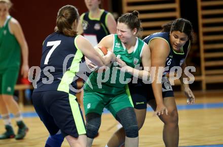 Basketball 2. Bundesliga Frauen. KOS Flames Celovec gegen BK Mattersburg Rocks. Alina Seher (KOS), Cornelia Sabine Poremba, Yara Schaefer-Tsahe  (Mattersburg). Klagenfurt, am 20.1.2018.
Foto: Kuess
---
pressefotos, pressefotografie, kuess, qs, qspictures, sport, bild, bilder, bilddatenbank