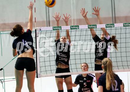 Volleyball 2. Bundesliga Frauen. VBK Woerthersee Loewen Klagenfurt gegen Volleys Brueckl. PSCHENITSCHNIG Sandra (Klagenfurt), Valentina Probst, Manuela Rabitsch (Brueckl). Klagenfurt, am 20.1.2018. Foto: Kuess
---
pressefotos, pressefotografie, kuess, qs, qspictures, sport, bild, bilder, bilddatenbank