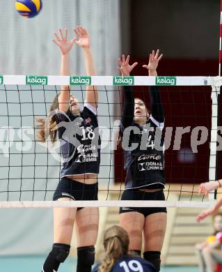 Volleyball 2. Bundesliga Frauen. VBK Woerthersee Loewen Klagenfurt gegen Volleys Brueckl.  Manuela Rabitsch, Victoria Krall (Brueckl). Klagenfurt, am 20.1.2018. 
Foto: Kuess
---
pressefotos, pressefotografie, kuess, qs, qspictures, sport, bild, bilder, bilddatenbank