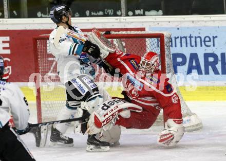 EBEL. Eishockey Bundesliga. KAC gegen 	EHC Liwest Black Wings Linz. Tomas Duba,  (KAC), Mark Allan Naclerio (Linz). Klagenfurt, am 21.1.2018.
Foto: Kuess

---
pressefotos, pressefotografie, kuess, qs, qspictures, sport, bild, bilder, bilddatenbank