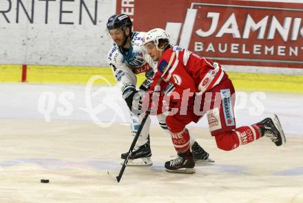 EBEL. Eishockey Bundesliga. KAC gegen 	EHC Liwest Black Wings Linz. Manuel Ganahl,  (KAC), Marc-Andre Dorion (Linz). Klagenfurt, am 21.1.2018.
Foto: Kuess

---
pressefotos, pressefotografie, kuess, qs, qspictures, sport, bild, bilder, bilddatenbank