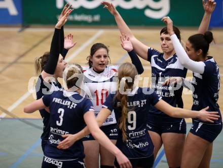 Volleyball Bundesliga. Frauen. SG Kelag Klagenfurt gegen SG VB NOE Sokol/Post.  Jubel (Klagenfurt). Klagenfurt, am 24.1.2018.
Foto: Kuess
---
pressefotos, pressefotografie, kuess, qs, qspictures, sport, bild, bilder, bilddatenbank