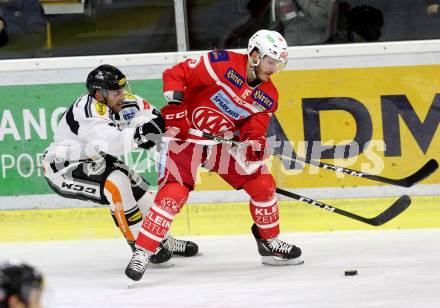EBEL. Eishockey Bundesliga. KAC gegen 	Dornbirn Bulldogs. Stefan Geier, (KAC), James Arniel  (Dornbirn). Klagenfurt, am 26.1.2018.
Foto: Kuess

---
pressefotos, pressefotografie, kuess, qs, qspictures, sport, bild, bilder, bilddatenbank