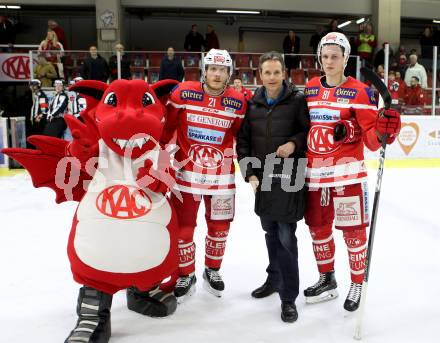 EBEL. Eishockey Bundesliga. KAC gegen 	Dornbirn Bulldogs. Manuel Geier, Marco Richter (KAC). Klagenfurt, am 26.1.2018.
Foto: Kuess

---
pressefotos, pressefotografie, kuess, qs, qspictures, sport, bild, bilder, bilddatenbank