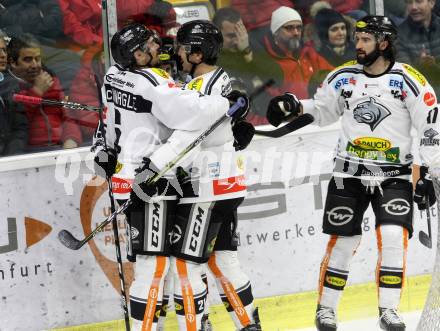 EBEL. Eishockey Bundesliga. KAC gegen 	Dornbirn Bulldogs. Torjubel (Dornbirn). Klagenfurt, am 26.1.2018.
Foto: Kuess

---
pressefotos, pressefotografie, kuess, qs, qspictures, sport, bild, bilder, bilddatenbank