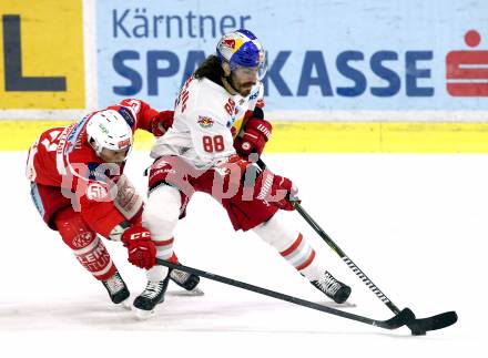 EBEL. Eishockey Bundesliga. KAC gegen 	Redbull Salzburg. Kevin Kapstad (KAC), Mueller Peter (Salzburg). Klagenfurt, am 4.2.2018.
Foto: Kuess

---
pressefotos, pressefotografie, kuess, qs, qspictures, sport, bild, bilder, bilddatenbank