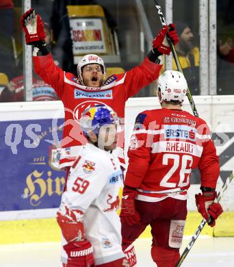 EBEL. Eishockey Bundesliga. KAC gegen 	Redbull Salzburg. Torjubel Stefan Geier (KAC). Klagenfurt, am 4.2.2018.
Foto: Kuess

---
pressefotos, pressefotografie, kuess, qs, qspictures, sport, bild, bilder, bilddatenbank