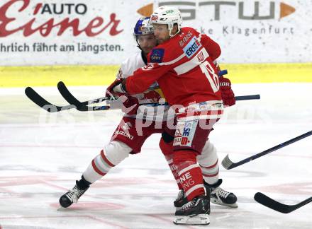 EBEL. Eishockey Bundesliga. KAC gegen 	Redbull Salzburg. Thomas Koch (KAC), Winkler Dario (Salzburg). Klagenfurt, am 4.2.2018.
Foto: Kuess

---
pressefotos, pressefotografie, kuess, qs, qspictures, sport, bild, bilder, bilddatenbank