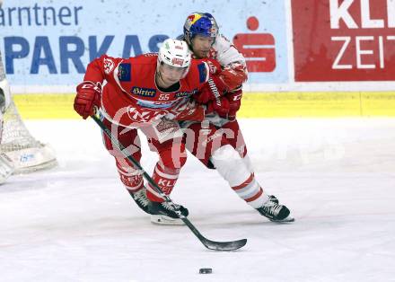 EBEL. Eishockey Bundesliga. KAC gegen 	Redbull Salzburg. Mitja Robar (KAC), Ryan Duncan (Salzburg). Klagenfurt, am 4.2.2018.
Foto: Kuess

---
pressefotos, pressefotografie, kuess, qs, qspictures, sport, bild, bilder, bilddatenbank