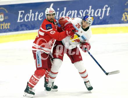 EBEL. Eishockey Bundesliga. KAC gegen 	Redbull Salzburg. Martin Schumnig (KAC), Hochkofler Peter (Salzburg). Klagenfurt, am 4.2.2018.
Foto: Kuess

---
pressefotos, pressefotografie, kuess, qs, qspictures, sport, bild, bilder, bilddatenbank