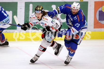 EBEL. Eishockey Bundesliga. EC VSV gegen HC Orli Znojmo. Markus Schlacher (VSV), Radek Cip (Znaim). Villach, am 8.2.2018.
Foto: Kuess 


---
pressefotos, pressefotografie, kuess, qs, qspictures, sport, bild, bilder, bilddatenbank