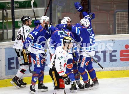 EBEL. Eishockey Bundesliga. EC VSV gegen HC Orli Znojmo. Torjubel Ryan Glenn, Andrew Sarauer, Stefan Bacher, Istvan Sofron (VSV). Villach, am 8.2.2018.
Foto: Kuess 


---
pressefotos, pressefotografie, kuess, qs, qspictures, sport, bild, bilder, bilddatenbank