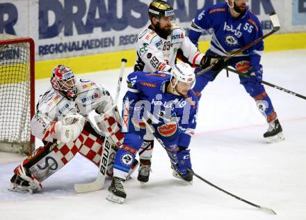 EBEL. Eishockey Bundesliga. EC VSV gegen HC Orli Znojmo. Stefan Bacher (VSV), Jan Lattner, Marek Schwarz (Znaim). Villach, am 8.2.2018.
Foto: Kuess 


---
pressefotos, pressefotografie, kuess, qs, qspictures, sport, bild, bilder, bilddatenbank