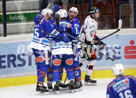 EBEL. Eishockey Bundesliga. EC VSV gegen HC Orli Znojmo. Torjubel Ryan Glenn, Andrew Sarauer, Stefan Bacher, Istvan Sofron (VSV). Villach, am 8.2.2018.
Foto: Kuess 


---
pressefotos, pressefotografie, kuess, qs, qspictures, sport, bild, bilder, bilddatenbank