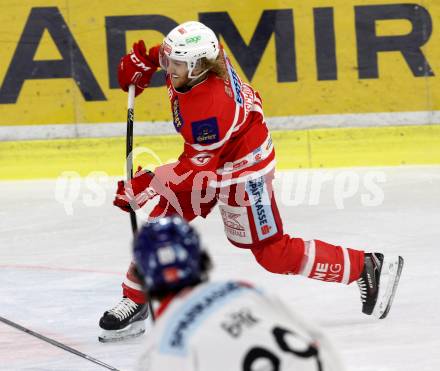 EBEL. Eishockey Bundesliga. KAC gegen 	HC TWK Innsbruck. Johannes Bischofberger (KAC). Klagenfurt, am 11.2.2018.
Foto: Kuess

---
pressefotos, pressefotografie, kuess, qs, qspictures, sport, bild, bilder, bilddatenbank
