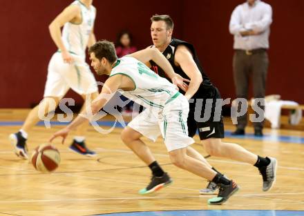 Basketball 2. Bundesliga. Grunddurchgang. 18. Runde. KOS Celovec gegen Mistelbach Mustangs. Christian Erschen (KOS), Stefan Obermann (Mistelbach). Klagenfurt, am 11.2.2018.
Foto: Kuess
---
pressefotos, pressefotografie, kuess, qs, qspictures, sport, bild, bilder, bilddatenbank