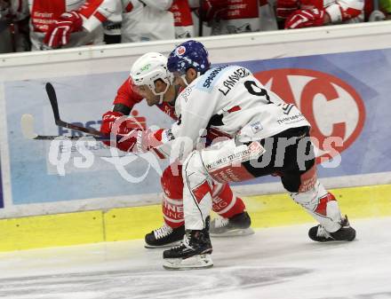 EBEL. Eishockey Bundesliga. KAC gegen 	HC TWK Innsbruck. Kevin Kapstad,  (KAC), John Lammers (Innsbruck). Klagenfurt, am 11.2.2018.
Foto: Kuess

---
pressefotos, pressefotografie, kuess, qs, qspictures, sport, bild, bilder, bilddatenbank