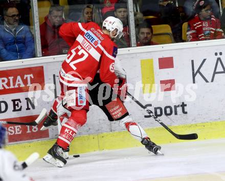 EBEL. Eishockey Bundesliga. KAC gegen 	HC TWK Innsbruck. Christoph Duller (KAC). Klagenfurt, am 11.2.2018.
Foto: Kuess

---
pressefotos, pressefotografie, kuess, qs, qspictures, sport, bild, bilder, bilddatenbank