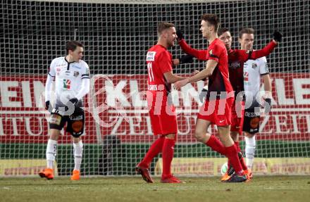 Fussball tipico Bundesliga. RZ Pellets WAC gegen FC Flyeralarm Admira.  Torjubel Sasa Kalajdzic, Lukas Grozurek (Admira). Wolfsberg, am 17.2.2018.
Foto: Kuess

---
pressefotos, pressefotografie, kuess, qs, qspictures, sport, bild, bilder, bilddatenbank