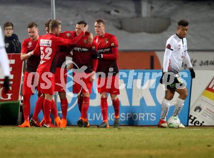 Fussball tipico Bundesliga. RZ Pellets WAC gegen FC Flyeralarm Admira.  Torjubel Admira. Wolfsberg, am 17.2.2018.
Foto: Kuess

---
pressefotos, pressefotografie, kuess, qs, qspictures, sport, bild, bilder, bilddatenbank