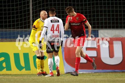 Fussball tipico Bundesliga. RZ Pellets WAC gegen FC Flyeralarm Admira.  Torjubel Sasa Kalajdzic (Admira). Wolfsberg, am 17.2.2018.
Foto: Kuess

---
pressefotos, pressefotografie, kuess, qs, qspictures, sport, bild, bilder, bilddatenbank
