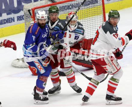EBEL. Eishockey Bundesliga. EC VSV gegen HCB Suedtirol Alperia. Nikolas Petrik, (VSV), DeSousa Chris, Tuokkola Pekka (Bozen). Villach, am 21.2.2018.
Foto: Kuess 


---
pressefotos, pressefotografie, kuess, qs, qspictures, sport, bild, bilder, bilddatenbank