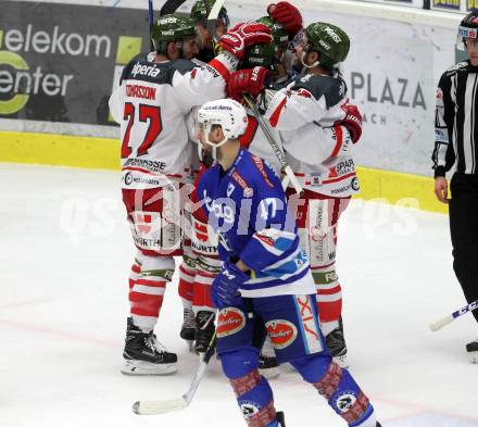 EBEL. Eishockey Bundesliga. EC VSV gegen HCB Suedtirol Alperia. Torjubel Bozen. Villach, am 21.2.2018.
Foto: Kuess 


---
pressefotos, pressefotografie, kuess, qs, qspictures, sport, bild, bilder, bilddatenbank