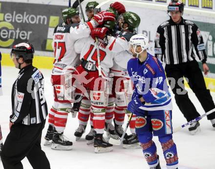 EBEL. Eishockey Bundesliga. EC VSV gegen HCB Suedtirol Alperia. Torjubel Bozen. Villach, am 21.2.2018.
Foto: Kuess 


---
pressefotos, pressefotografie, kuess, qs, qspictures, sport, bild, bilder, bilddatenbank