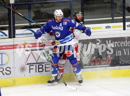 EBEL. Eishockey Bundesliga. EC VSV gegen HCB Suedtirol Alperia. Stefan Bacher (VSV), Frigo Luca (Bozen). Villach, am 21.2.2018.
Foto: Kuess 


---
pressefotos, pressefotografie, kuess, qs, qspictures, sport, bild, bilder, bilddatenbank