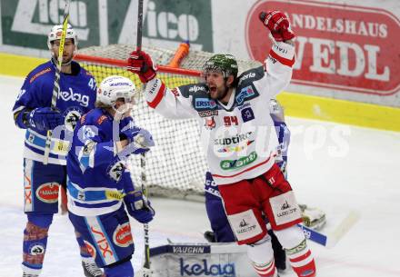 EBEL. Eishockey Bundesliga. EC VSV gegen HCB Suedtirol Alperia. Torjubel  Frank Daniel, (Bozen). Villach, am 21.2.2018.
Foto: Kuess 


---
pressefotos, pressefotografie, kuess, qs, qspictures, sport, bild, bilder, bilddatenbank